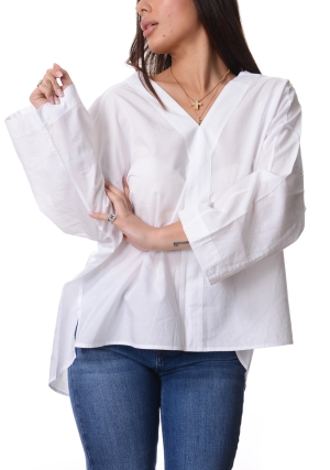 ECOALF casacca donna bianca pia scollo v maniche 3/4