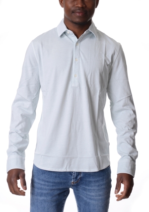 ECOALF polo camicia uomo celeste will maniche lunghe