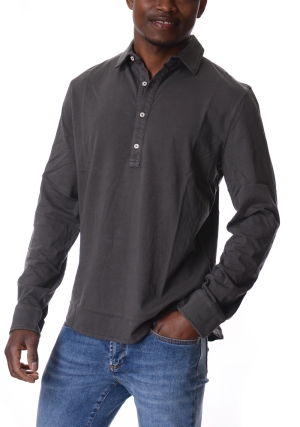 ECOALF polo camicia uomo antracite will maniche lunghe