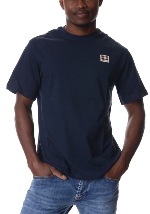 AQUASCUTUM Tshirt uomo blu scuro con badge maniche corte