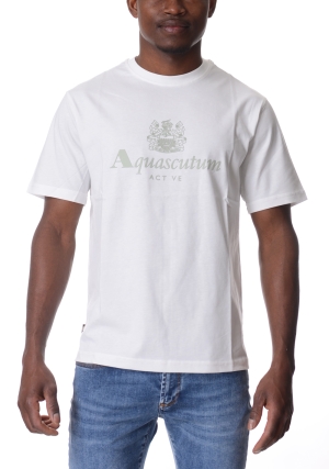 AQUASCUTUM Tshirt uomo bianca big logo maniche corte