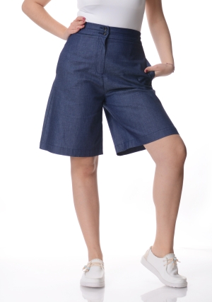 HOMEWARD Bermuda midi donna denim scuro Luana in cotone elasticizzato