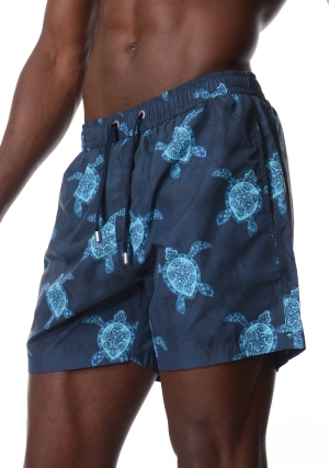 HOMEWARD Costume boxer uomo blu fantasia tartarughe vita elastica