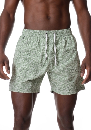HOMEWARD Costume boxer uomo verde chiaro fantasia Diamond vita elastica