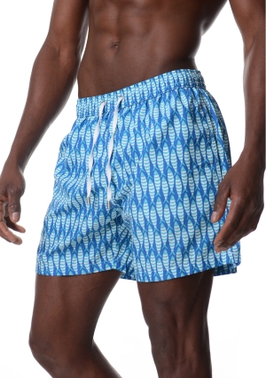 HOMEWARD Costume boxer uomo azzurro fantasia aringa vita elastica