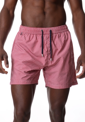 HOMEWARD Costume boxer uomo rosso fantasia geometrica vita elastica