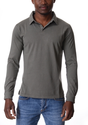 HOMEWARD polo uomo verde militare ventura in jersey maniche lunghe