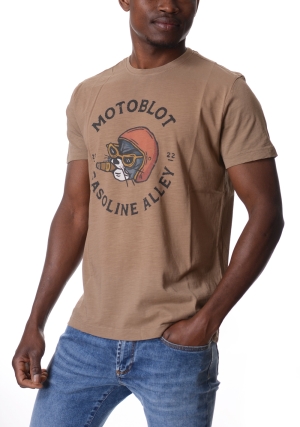HOMEWARD tshirt uomo marrone chiaro stampa sugar cane maniche corte