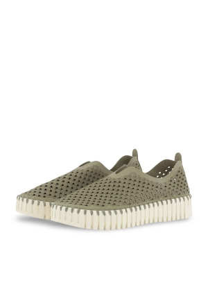 ILSE JACOBSEN mocassino donna verde militare tulip platform in microfibra riciclata