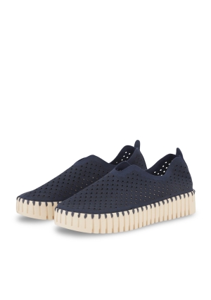 ILSE JACOBSEN mocassino donna blu tulip platform in microfibra riciclata
