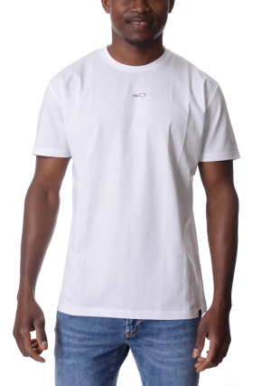 HOMEWARD tshirt uomo bianca stampa batteria 1% cotone mercerizzato maniche corte