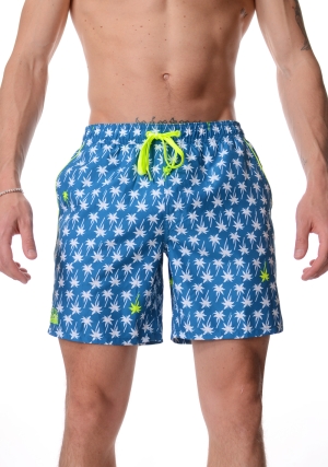 SUNDEK costume boxer uomo blu cobalto pervis stampa upside down vita elastica