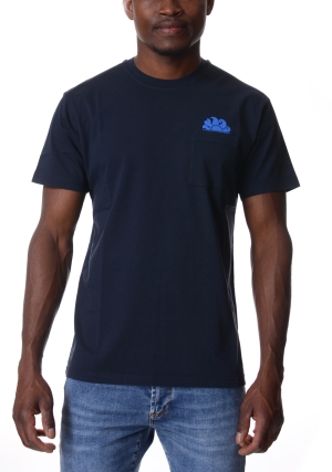 SUNDEK tshirt uomo blu scuro con taschino maniche corte