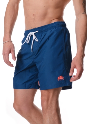 SUNDEK costume boxer uomo blu con stampa logo sfumato vita elastica