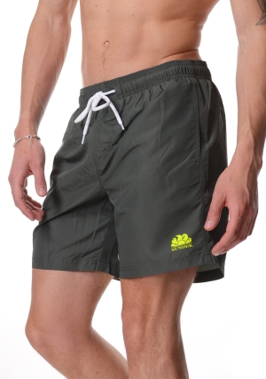 SUNDEK costume boxer uomo verde militare con stampa logo sfumato vita elastica