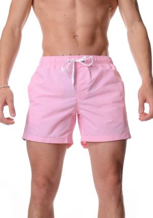 SUNDEK costume boxer uomo rosa iconic taffeta vita elastica
