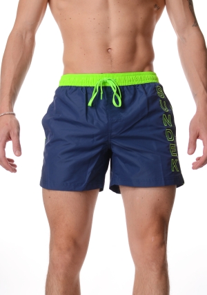 SUNDEK costume boxer uomo blu scuro iconic taffeta con piping in contrasto vita elastica