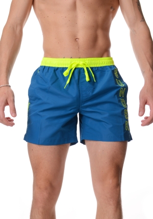 SUNDEK costume boxer uomo blu cobalto iconic taffeta con piping in contrasto vita elastica