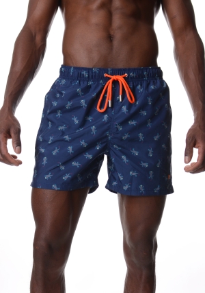 GALLO costume boxer uomo blu scuro fantasia geko vita elastica
