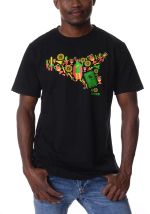 ISLAND ORIGINAL tshirt uomo nera stampa carte siciliane maniche corte
