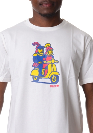 ISLAND ORIGINAL tshirt uomo bianca stampa pupi in vespa maniche corte