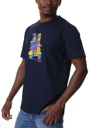 ISLAND ORIGINAL tshirt uomo blu scuro stampa pupi in vespa maniche corte