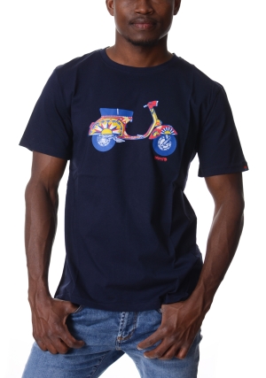 ISLAND ORIGINAL tshirt uomo blu scuro stampa vespa carretto maniche corte