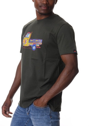 ISLAND ORIGINAL tshirt uomo verde militare stampa lapa carretto maniche corte