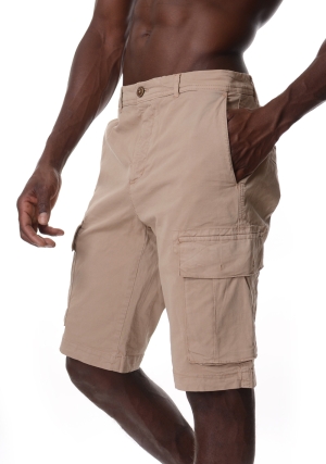 JAGGY bermuda cargo uomo beige in gabardina