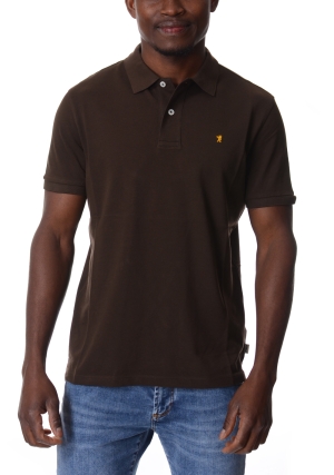 JAGGY polo uomo marrone logo ricamato in contrasto di colore maniche corte