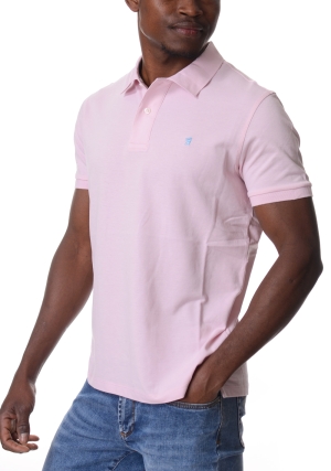 JAGGY Polo uomo rosa logo ricamato in contrasto di colore maniche corte