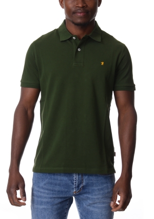 JAGGY Polo uomo verde scuro logo ricamato in contrasto di colore maniche corte