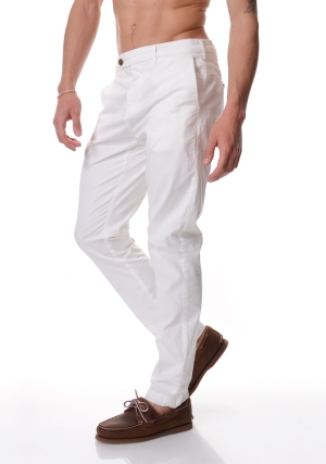 JAGGY pantalone uomo bianco chino tasca francese