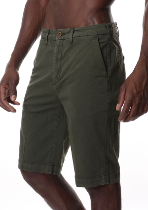 JAGGY bermuda uomo verde militare chino tinto capo in gabardina