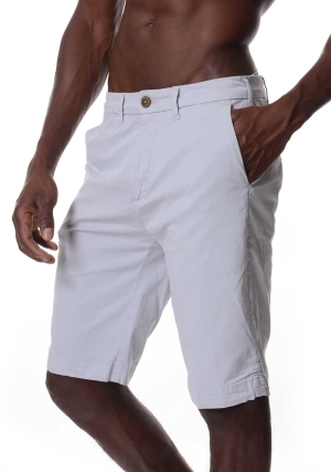 JAGGY bermuda uomo grigio chiaro chino tinto capo in gabardina
