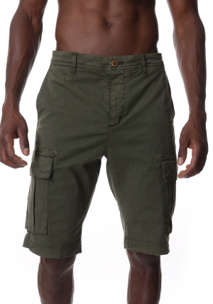 JAGGY bermuda cargo uomo verde militare in gabardina di cotone