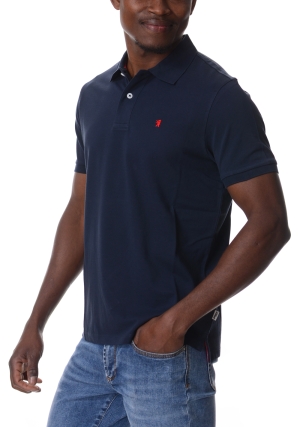 JAGGY Polo uomo blu scuro con logo ricamato maniche corte