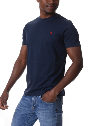 JAGGY Tshirt uomo blu scuro Sahara in jersey di cotone logo ricamato maniche corte
