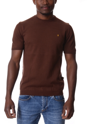 JAGGY Tshirt uomo marrone in maglina logo ricamato maniche corte