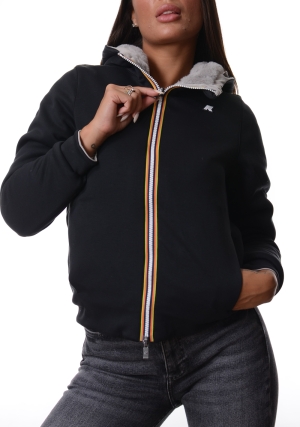 KWAY Felpa donna nera Deva light spacer fur reversibile