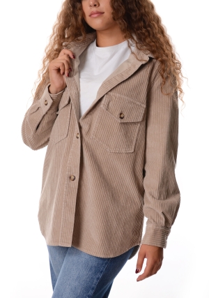 HOMEWARD Camicia donna beige Agnes velluto rocciatore maniche lunghe