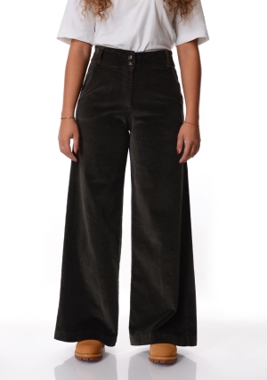 HOMEWARD Pantalone donna grigio Luzia velluto liscio tasca francese